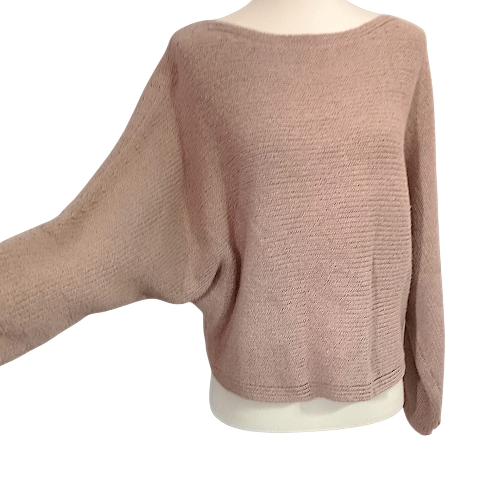 Abercrombie & Fitch Dolman Sweater S/M Relaxed Boatneck Batwing Sleeves Beige‎ - Picture 8 of 16